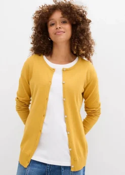 bonprix Bekleidung·Umstandsmode|Strickmode^Enge Feinstrickjacke senfgelb