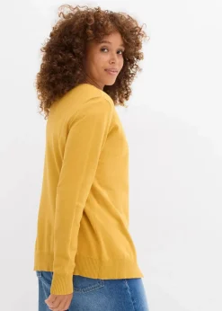 bonprix Bekleidung·Umstandsmode|Strickmode^Enge Feinstrickjacke senfgelb