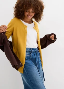 bonprix Bekleidung·Umstandsmode|Strickmode^Enge Feinstrickjacke senfgelb