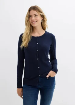 bonprix Pullover & Strickjacken|Basics^Enge Feinstrickjacke dunkelblau