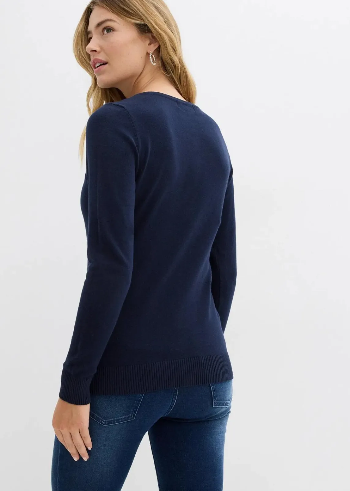 bonprix Pullover & Strickjacken|Basics^Enge Feinstrickjacke dunkelblau