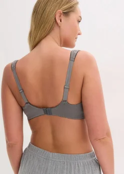 bonprix Große Cups D-H|Nachhaltigere Materialien^Entlastungs-BH ohne Bügel mit gepolsterten Trägern (2er Pack) granitgrau+weiß