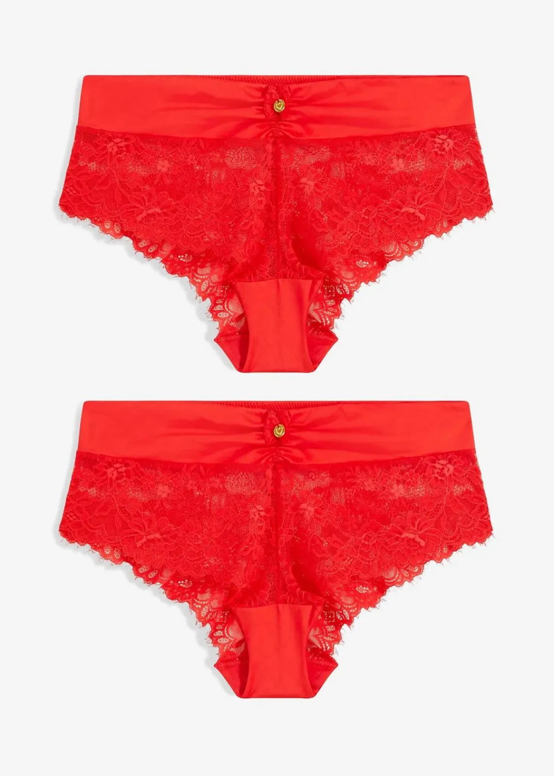 bonprix Wäsche·Dessous|Wäsche·Höschen^(2er Pack) Panty aus zarter Spitze erdbeere