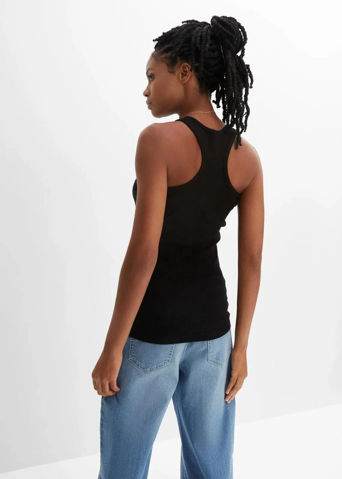 bonprix Unterhemden|Basics^2er-Pack Ripp-Tanktop schwarz + grau meliert