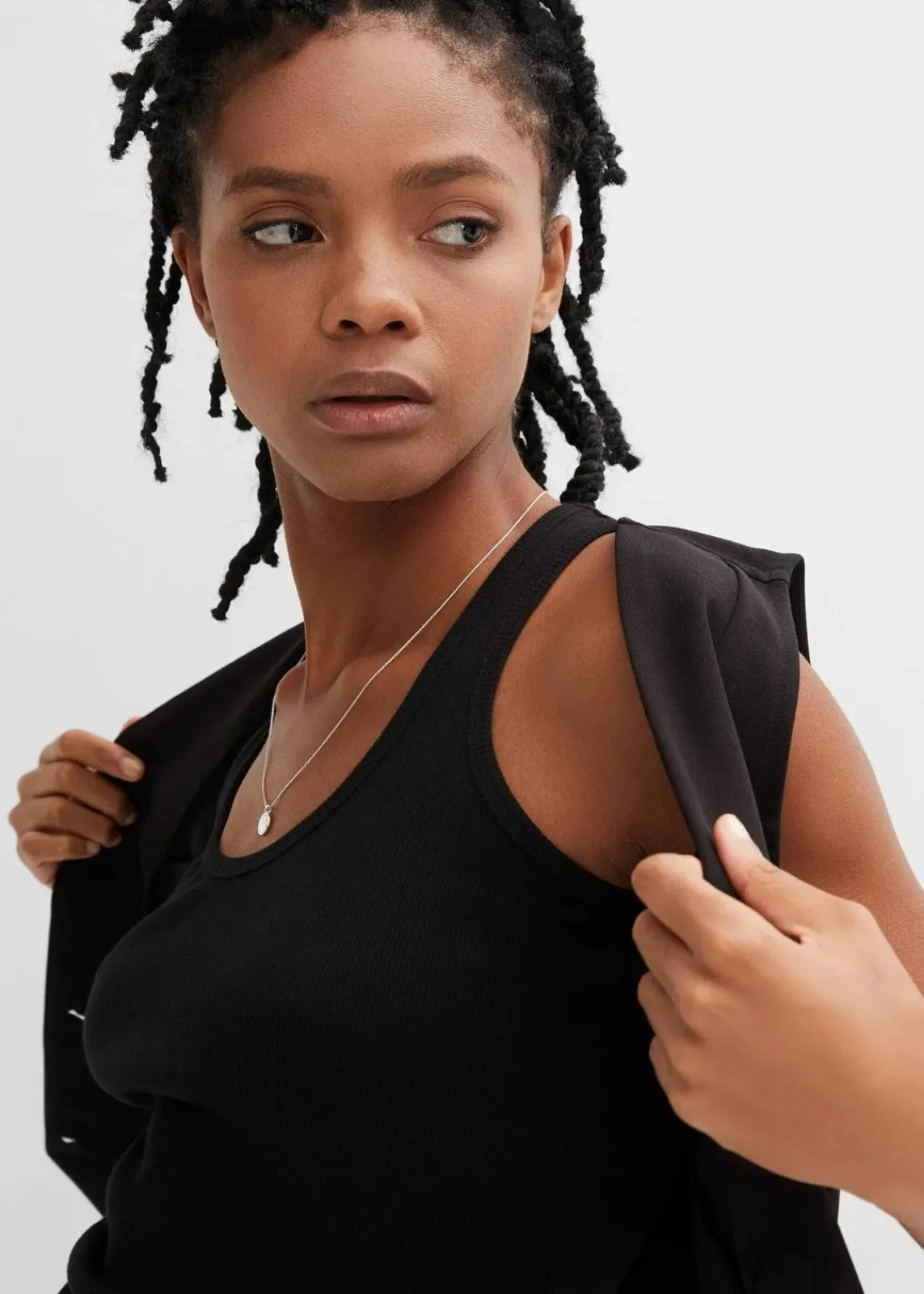 bonprix Unterhemden|Basics^2er-Pack Ripp-Tanktop schwarz + grau meliert