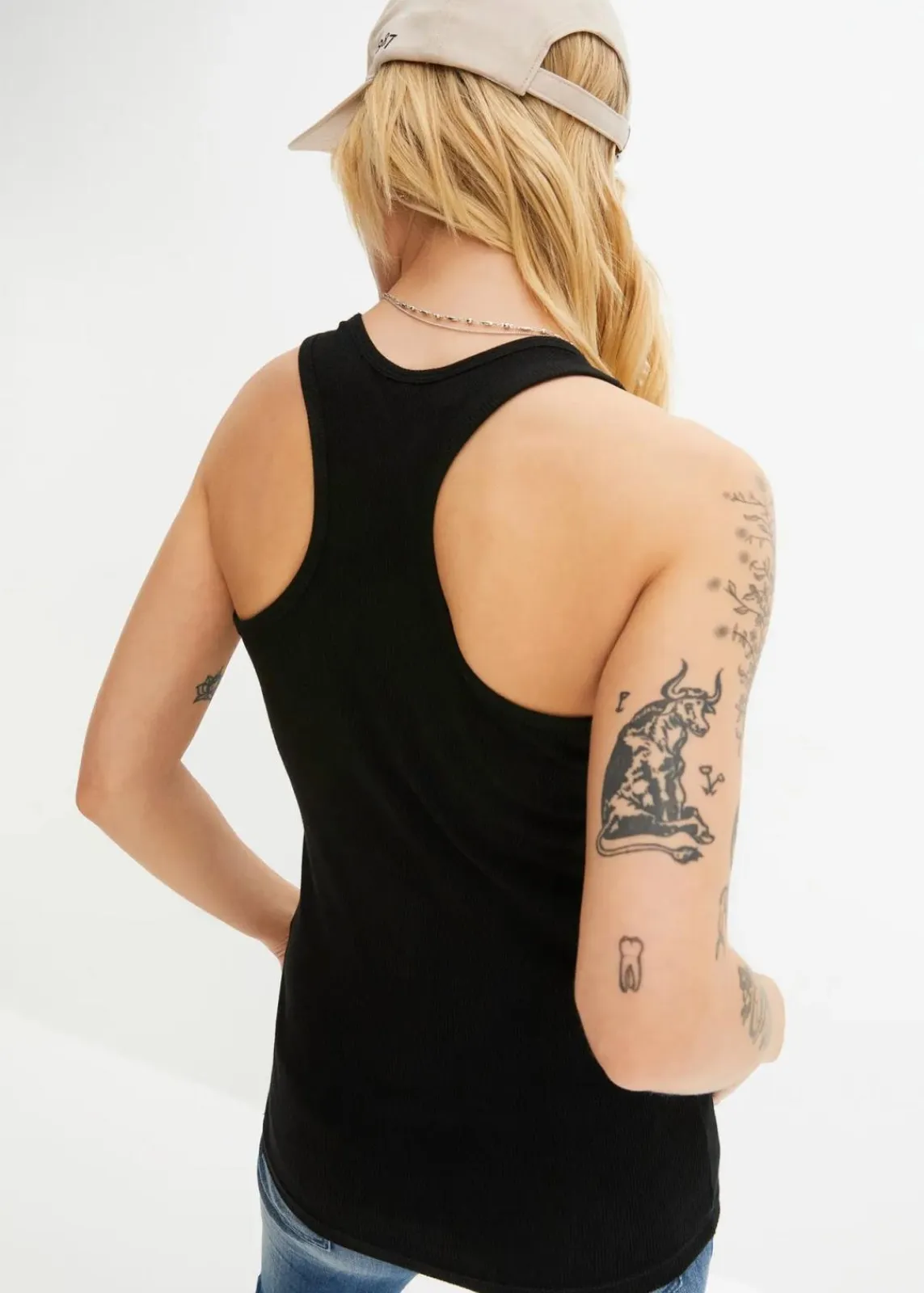 bonprix Nachhaltigere Materialien|Shirts & Tops^2er-Pack Ripp-Tanktop schwarz + weiß