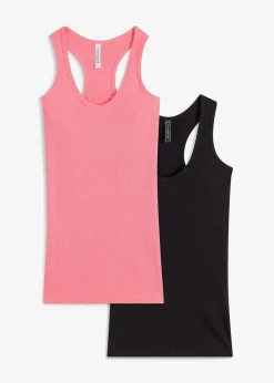 bonprix Nachhaltigere Materialien|Shirts & Tops^2er-Pack Ripp-Tanktop neonpink + schwarz