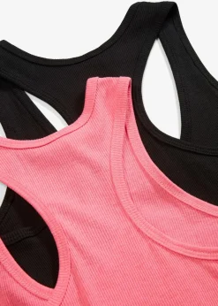bonprix Nachhaltigere Materialien|Shirts & Tops^2er-Pack Ripp-Tanktop neonpink + schwarz