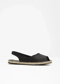 bonprix Schuhe & Accessoires In Spezialgrößen·Elastischer Schaft|Sommerschuhe^Espadrilles schwarz glitzer