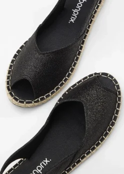 bonprix Schuhe & Accessoires In Spezialgrößen·Elastischer Schaft|Sommerschuhe^Espadrilles schwarz glitzer