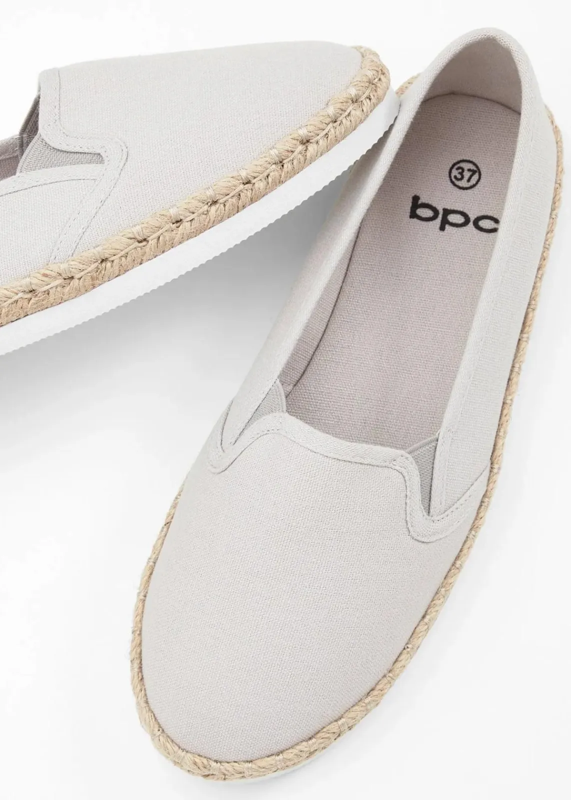 bonprix Schuhe & Accessoires In Spezialgrößen·Schuhe In Übergröße|Schuhe & Accessoires In Spezialgrößen·Elastischer Schaft^Espadrilles in Bast-Optik hellgrau