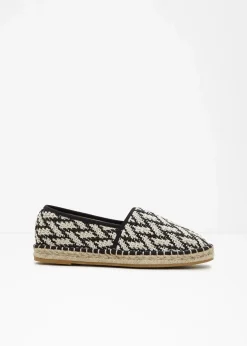 bonprix Strandmode|Slipper & Halbschuhe^Espadrilles in Bast-Optik schwarz/natur