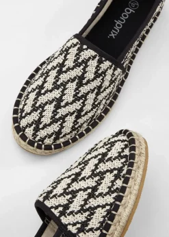 bonprix Strandmode|Slipper & Halbschuhe^Espadrilles in Bast-Optik schwarz/natur