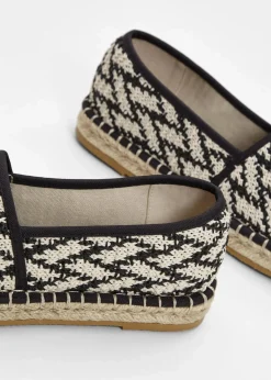 bonprix Strandmode|Slipper & Halbschuhe^Espadrilles in Bast-Optik schwarz/natur