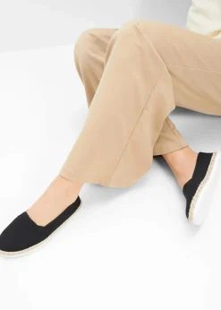 bonprix Strandmode|Slipper & Halbschuhe^Espadrilles in Bast-Optik schwarz