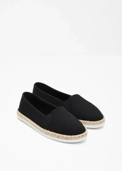 bonprix Strandmode|Slipper & Halbschuhe^Espadrilles in Bast-Optik schwarz