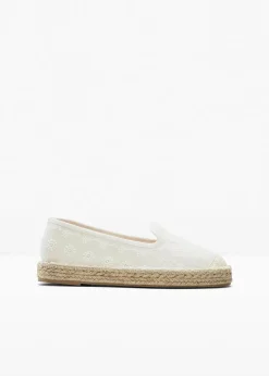 bonprix Slipper & Halbschuhe|Sommerschuhe^Espadrilles mit Stickerei sandbeige geblümt
