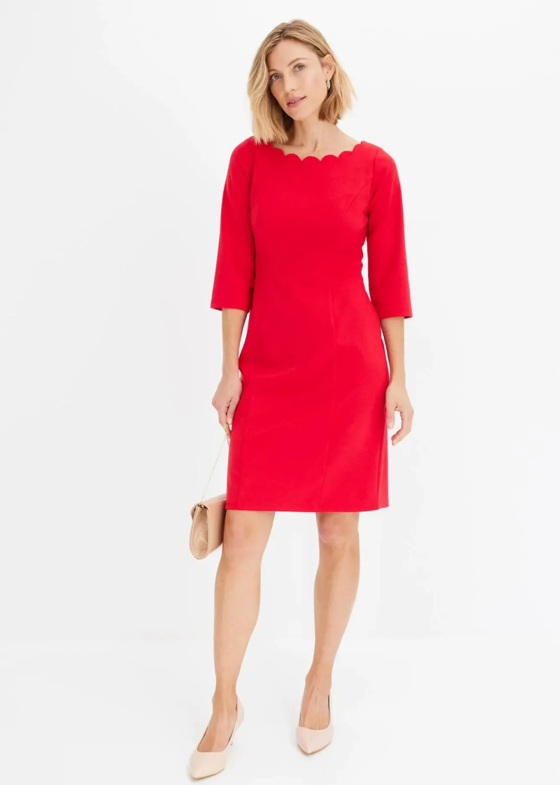 bonprix Kleider|Bekleidung·Pullover & Strickjacken^Etuikleid aus Punto di Roma rot