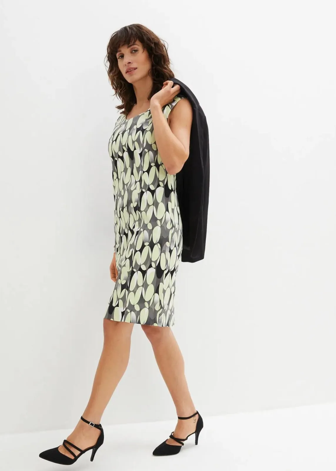 bonprix Bekleidung·Pullover & Strickjacken|Kleider^Etuikleid bedruckt helllimette bedruckt