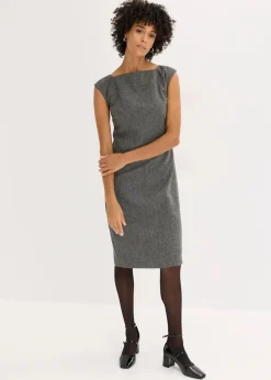 bonprix Bekleidung·Pullover & Strickjacken|Kleider^Etuikleid in Tweedoptik schwarz/wollweiß meliert