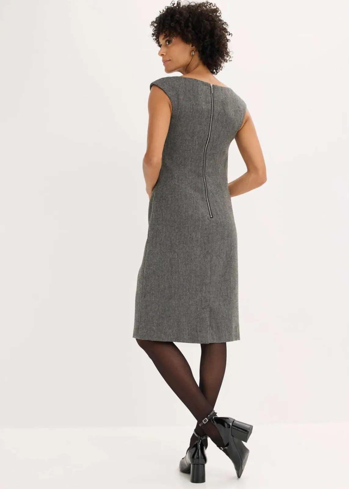 bonprix Bekleidung·Pullover & Strickjacken|Kleider^Etuikleid in Tweedoptik schwarz/wollweiß meliert