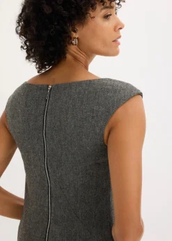 bonprix Bekleidung·Pullover & Strickjacken|Kleider^Etuikleid in Tweedoptik schwarz/wollweiß meliert