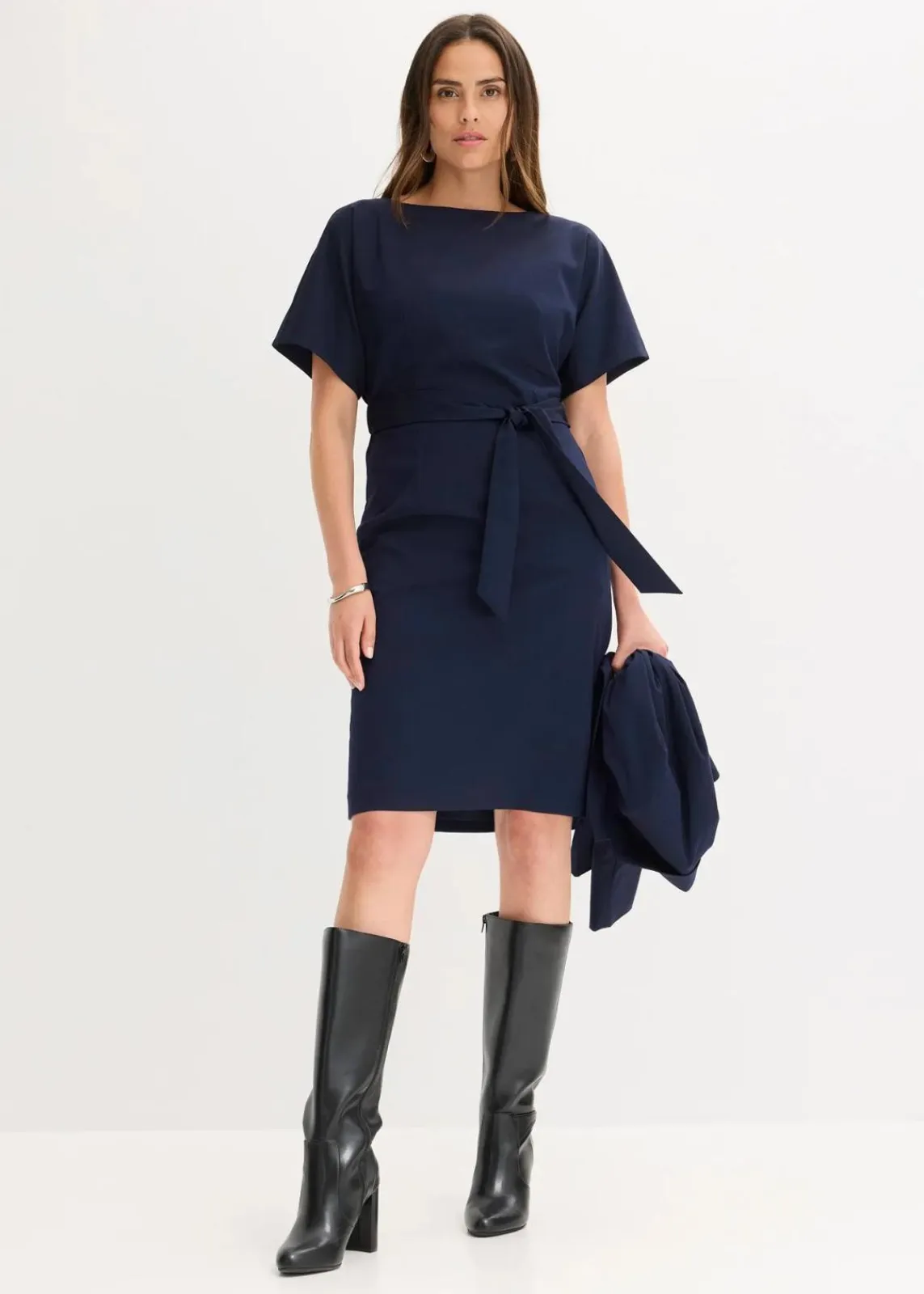 bonprix Bekleidung·Pullover & Strickjacken|Kleider^Etuikleid mit Flügelärmeln dunkelblau
