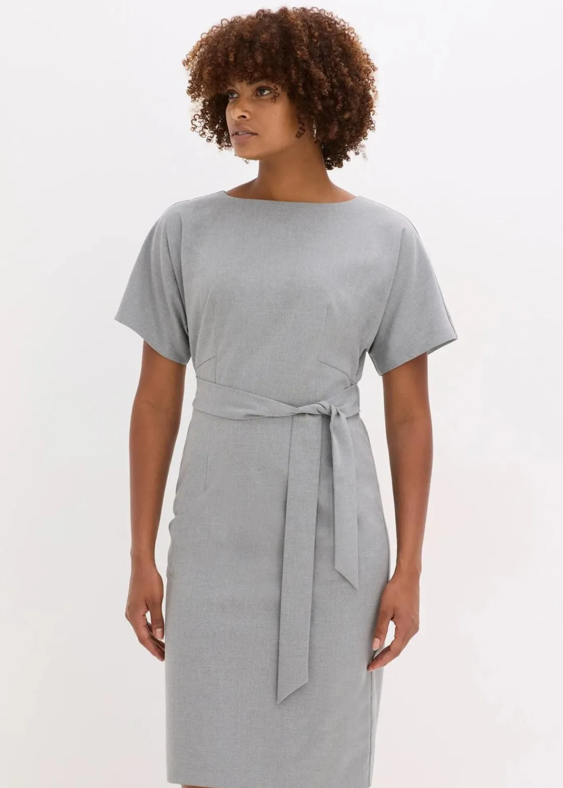 bonprix Kleider|Bekleidung·Pullover & Strickjacken^Etuikleid mit Flügelärmeln grau meliert