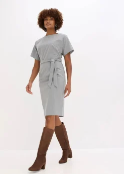 bonprix Kleider|Bekleidung·Pullover & Strickjacken^Etuikleid mit Flügelärmeln grau meliert