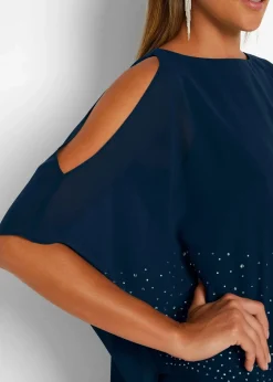 bonprix Festliche Mode|Kleider^Etuikleid mit Glitzersteinen dunkelblau
