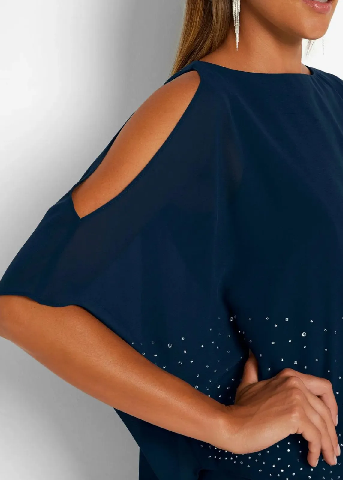 bonprix Festliche Mode|Kleider^Etuikleid mit Glitzersteinen dunkelblau