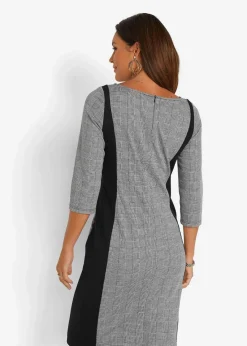 bonprix Bekleidung·Pullover & Strickjacken|Kleider^Etuikleid mit Paillettenstickerei schwarz kariert