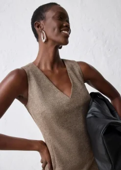 bonprix Bekleidung·Pullover & Strickjacken|Kleider^Etuikleid mit Wolle dunkelbraun meliert