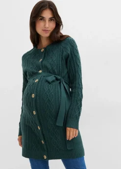 bonprix Bekleidung·Blazer|Umstandsmode^Extra lange Umstands-Strickjacke und Strickkleid aus Baumwoll-Mix tiefgrün