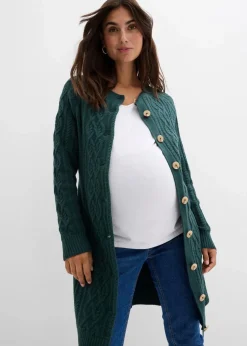 bonprix Bekleidung·Blazer|Umstandsmode^Extra lange Umstands-Strickjacke und Strickkleid aus Baumwoll-Mix tiefgrün