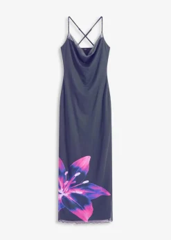 bonprix Bekleidung·Pullover & Strickjacken|Festliche Mode^Farbiges Wickelkleid dunkelblau/fuchsia floral