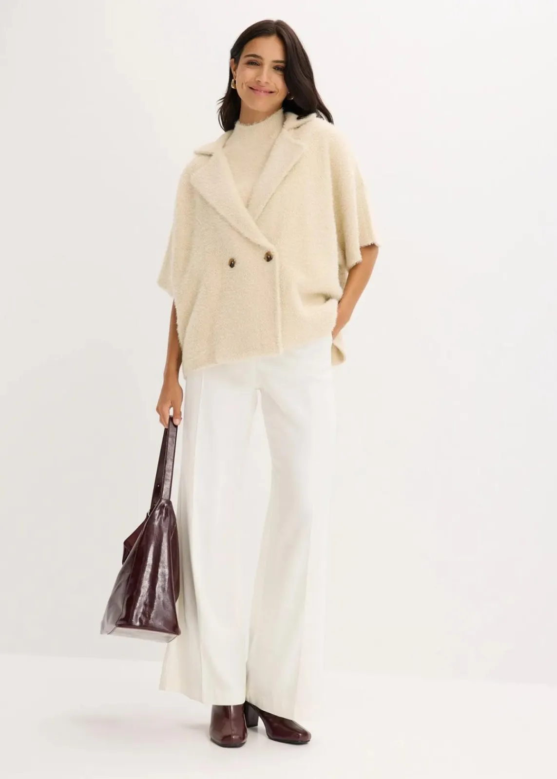 bonprix Bekleidung·Umstandsmode|Strickmode^Federgarn Strickjacke kieselbeige