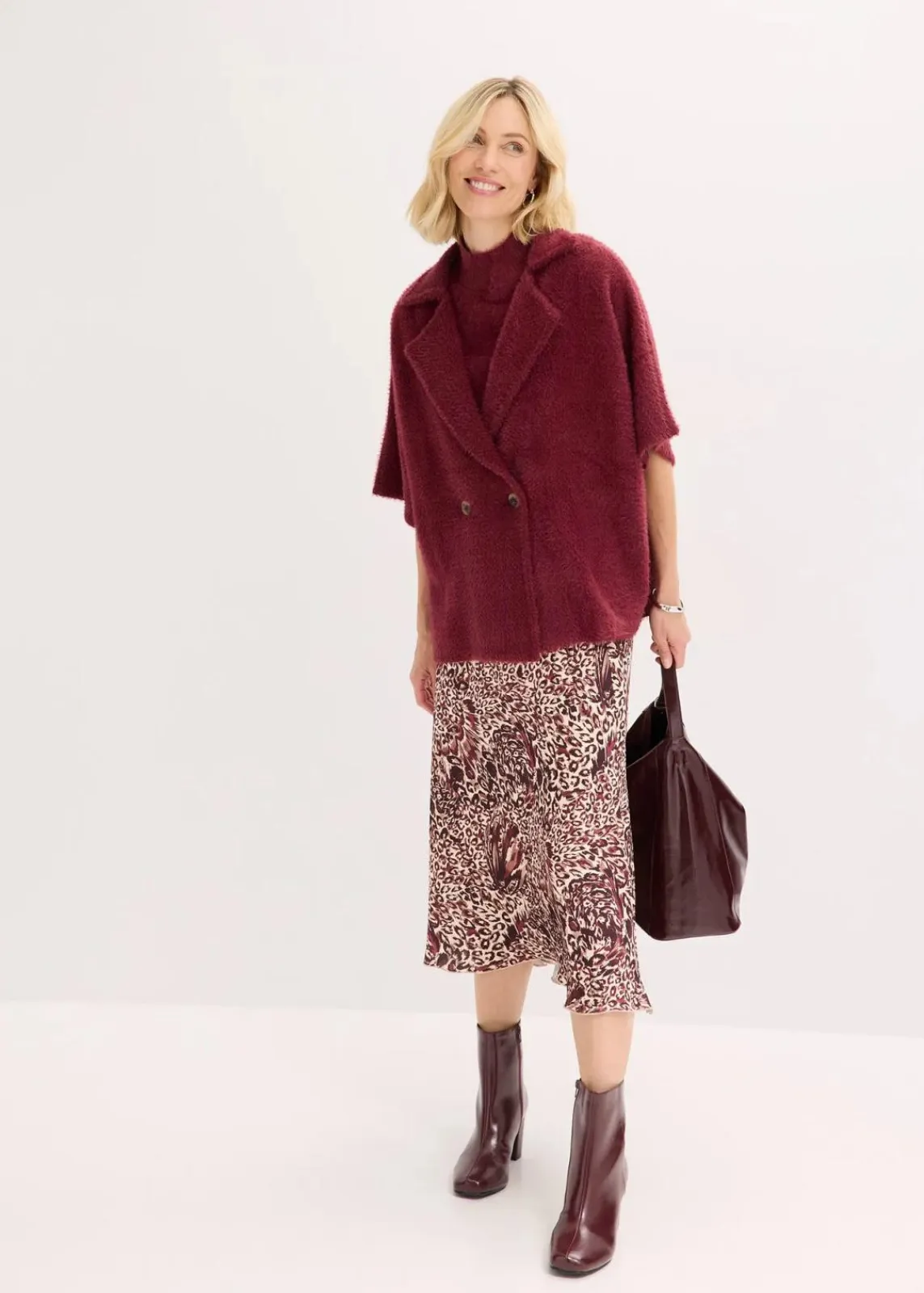bonprix Bekleidung·Umstandsmode|Strickmode^Federgarn Strickjacke ahornrot