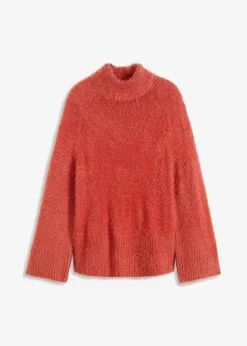 bonprix Bekleidung·Umstandsmode|Pullover & Strickjacken^Federgarn-Pullover mit weiten Ärmeln, Boxy-Fit rhabarber