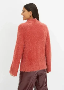 bonprix Bekleidung·Umstandsmode|Pullover & Strickjacken^Federgarn-Pullover mit weiten Ärmeln, Boxy-Fit rhabarber