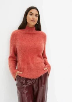 bonprix Bekleidung·Umstandsmode|Pullover & Strickjacken^Federgarn-Pullover mit weiten Ärmeln, Boxy-Fit rhabarber