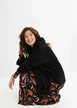 bonprix Bekleidung·Umstandsmode|Pullover & Strickjacken^Federgarn-Pullover mit weiten Ärmeln, Boxy-Fit schwarz
