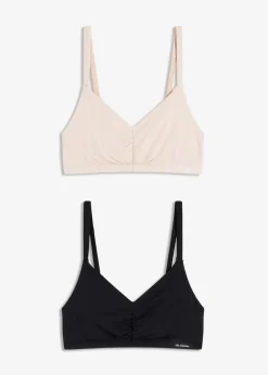 bonprix Basics|Bhs^Feel Comfort Bralette aus softem Modal (2er Pack) schwarz + kreidebeige