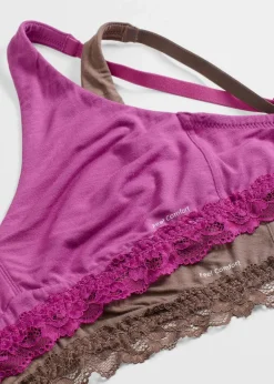 bonprix Bhs^Feel Comfort Bralette aus softem Modal (2er Pack) lehmbraun + dunkelfuchsia