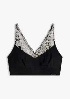 bonprix Seamless|Bhs^Feel Comfort Lasercut Bralette schwarz/wollweiß