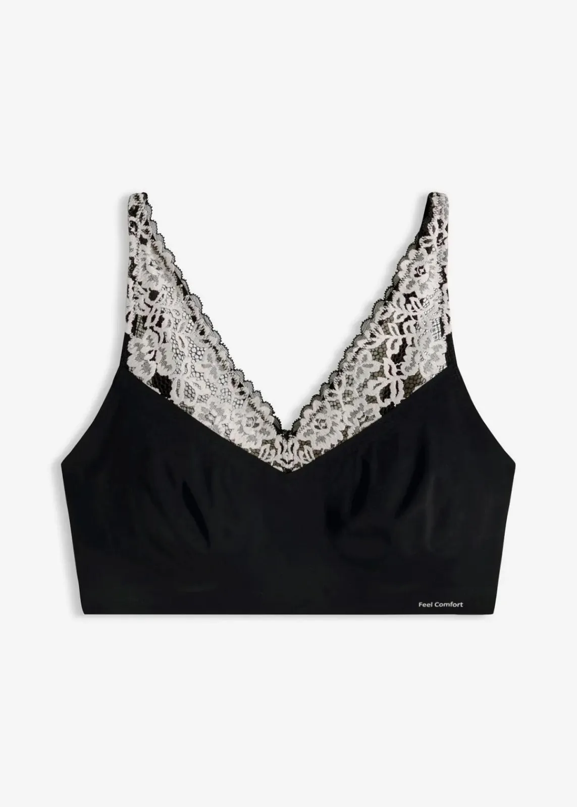 bonprix Seamless|Bhs^Feel Comfort Lasercut Bralette schwarz/wollweiß