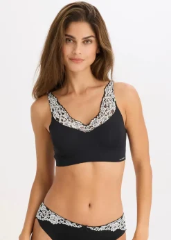 bonprix Seamless|Bhs^Feel Comfort Lasercut Bralette schwarz/wollweiß
