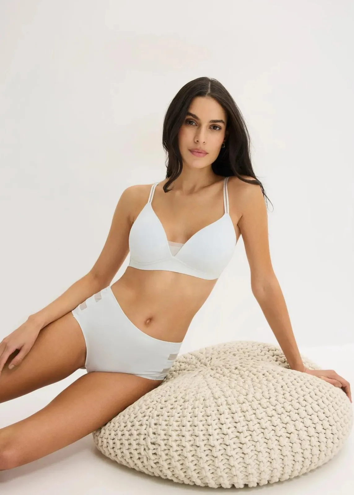 bonprix Wäsche·Höschen|Seamless^Feel Comfort Lasercut Maxipanty (2er Pack) cremeblau+schwarz