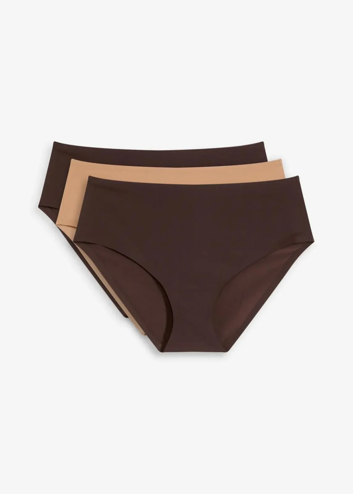 bonprix Höschen|Seamless^Feel Comfort Nahtlose Panty (3er Pack) 2x dunkelbraun + camel