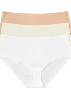 bonprix Höschen|Seamless^Feel Comfort Nahtlose Panty (3er Pack) creme + weiß + mattbeige